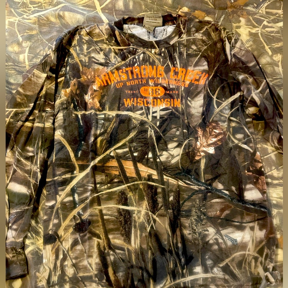 Old school “Armstrong Creek Wisconsin” Whitetails Max Advantage Camo LS T-Shirt